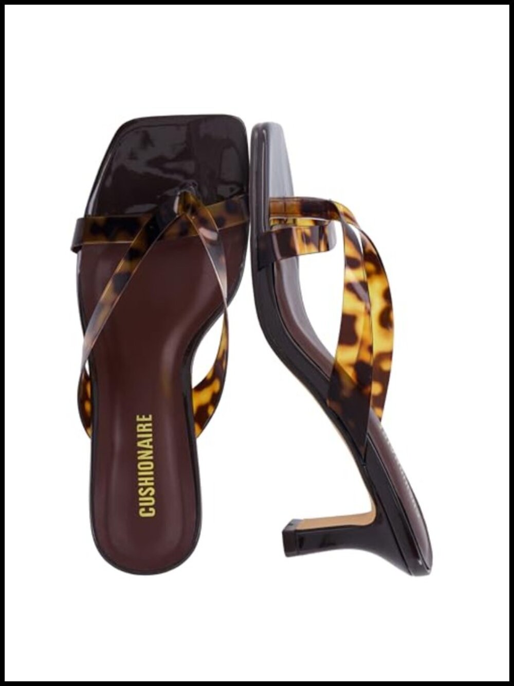 Clear Jelly Strap Flared Kitten Heel Sandals with Cushioned Footbed and Split - Picture 1 of 6